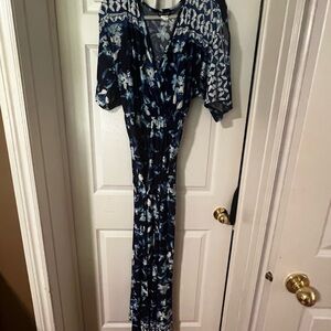VENUS Blue and White Wrap Maxi Dress